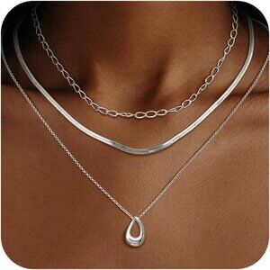 Christmas gift Silver Style 01 plated layered necklaces women dainty choker set